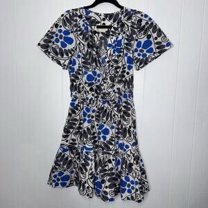 ann taylor green and white dress Long Ballon Sleeve Mini Dress with Pleated & Smocked Detail on Skirt main image 0